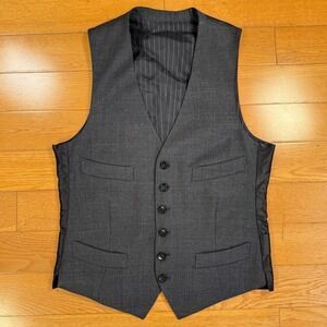 Tom Ford Mens 46R Charcoal Grey Wool Waistcoat Vest 6 Button Made in Switzerland